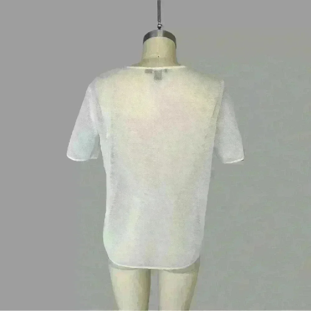 DKNY  Mesh Fabric Crew Neck Tee Size S - Picture 2 of 5